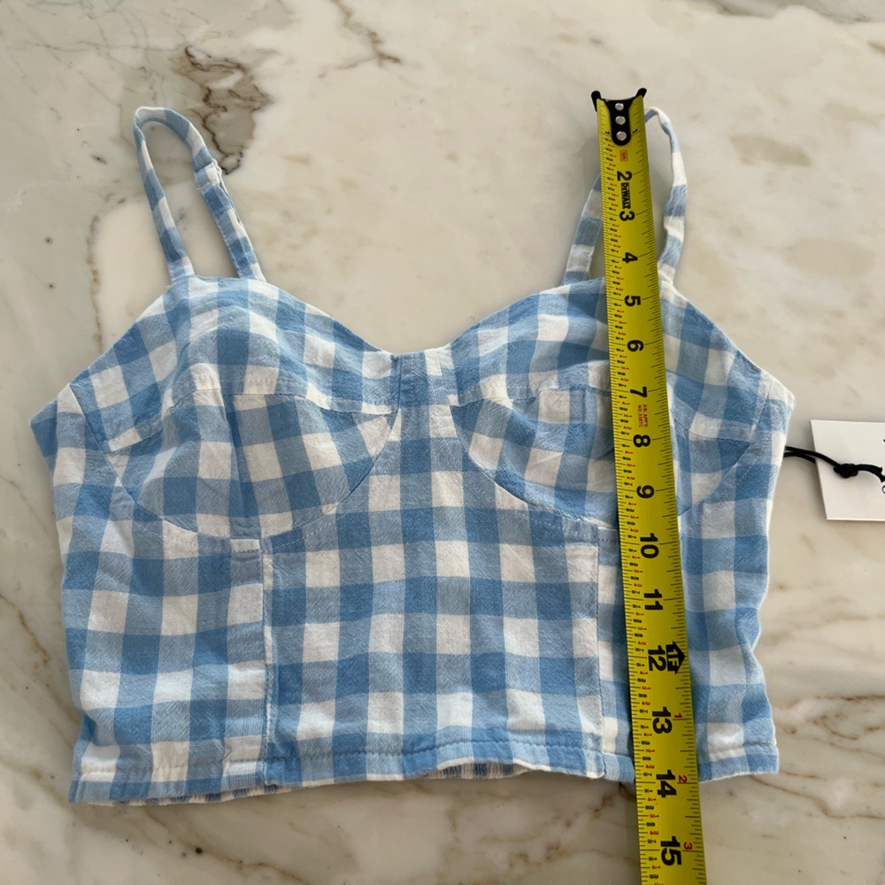 JAPNA BLUE WHITE ADJUSTABLE COTTON CROP TOP SIZE S NWTS! - Picture 7 of 10